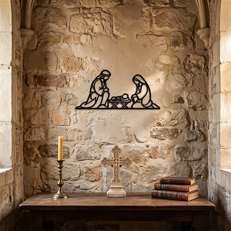 Christianartworkshop Outline Holy Nativity Metal Wall Decor: Token of Peaceful Divine Arrival - image 0