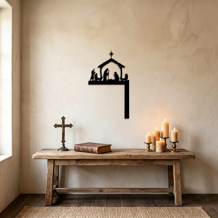 Christianartworkshop Silhouette Holy Family Manger Metal Sign: Symbol of Warm Sacred Grace - image 2