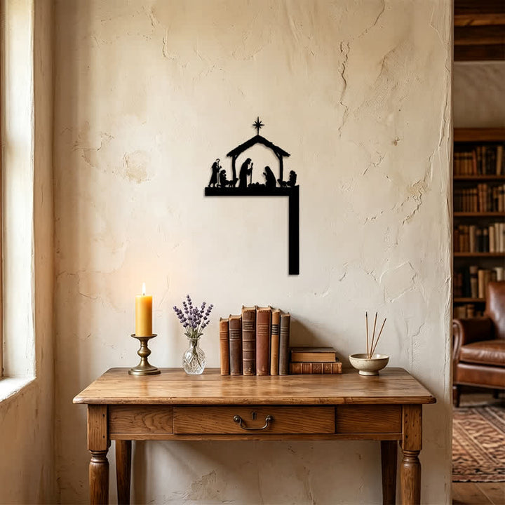 Christianartworkshop Silhouette Holy Family Manger Metal Sign: Symbol of Warm Sacred Grace - image 4