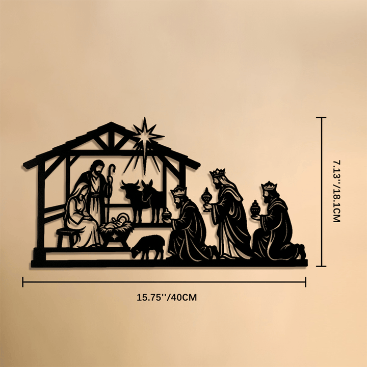 Christianartworkshop Complete Nativity Story Metal Wall Art: Token of Quiet Sacred Warmth - 7.13''*15.75''*0.04''/18.1*40*0.1cm - image 7