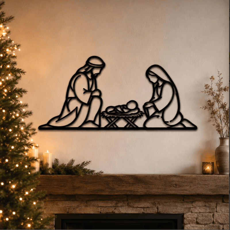 Christianartworkshop Outline Holy Nativity Metal Wall Decor: Token of Peaceful Divine Arrival - image 0