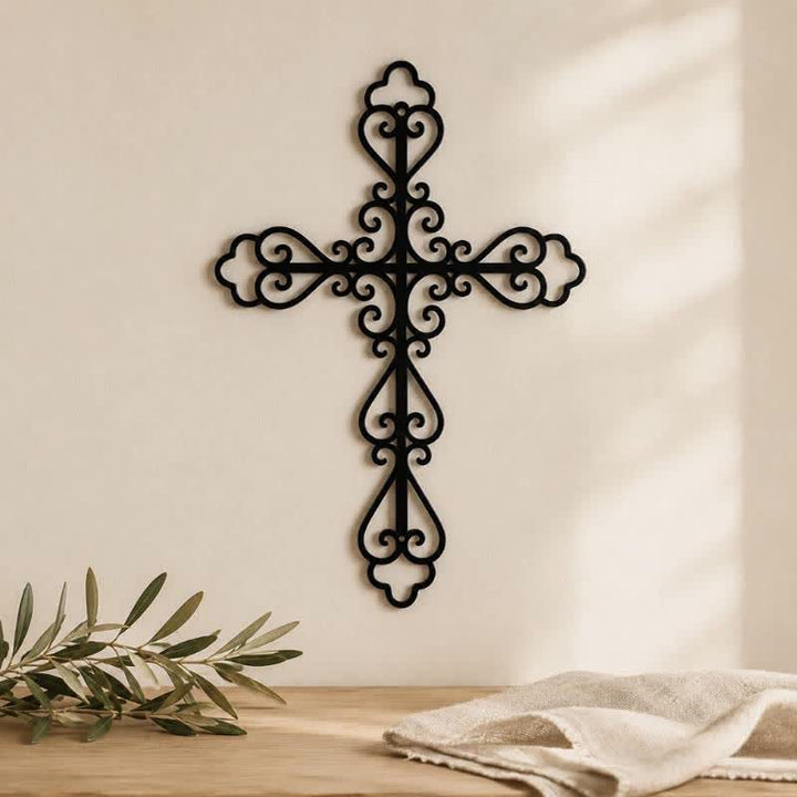 Christianartworkshop Ornate Scroll Metal Wall Cross: Emblem of Timeless Divine Blessing - image 0