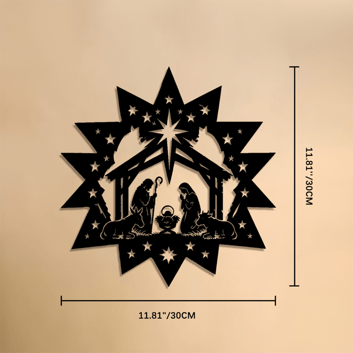 Christianartworkshop Star Frame Nativity Scene Metal Wall Art: Emblem of Guiding Heavenly Light - 11.81''*11.81''*0.04''/30*30*0.1cm - image 6