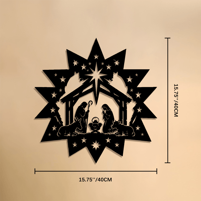Christianartworkshop Star Frame Nativity Scene Metal Wall Art: Emblem of Guiding Heavenly Light - 15.75''*15.75''*0.04''/40*40*0.1cm - image 7