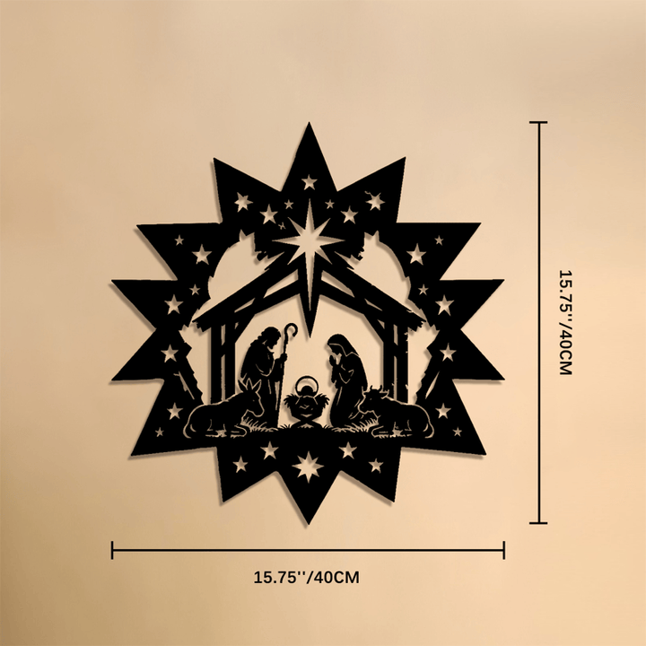 Christianartworkshop Star Frame Nativity Scene Metal Wall Art: Emblem of Guiding Heavenly Light - 15.75''*15.75''*0.04''/40*40*0.1cm - image 7