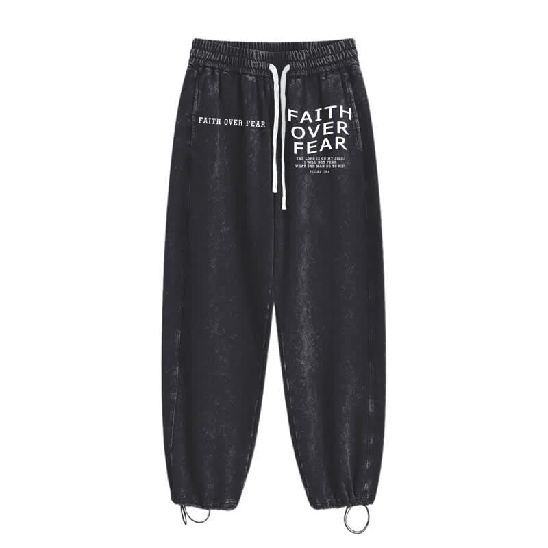 Christianartworkshop Faith Over Fear Statement Washed Sweatpants - image 10