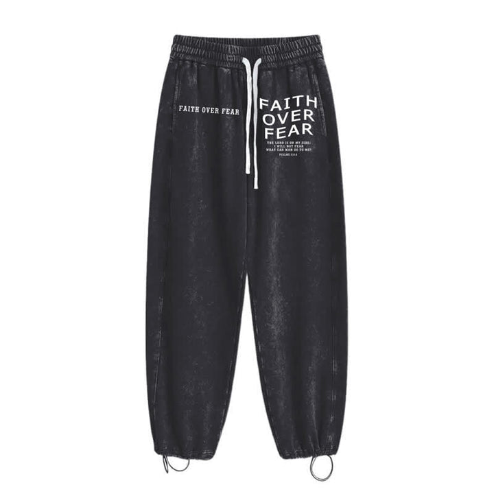 Christianartworkshop Faith Over Fear Statement Washed Sweatpants - image 10