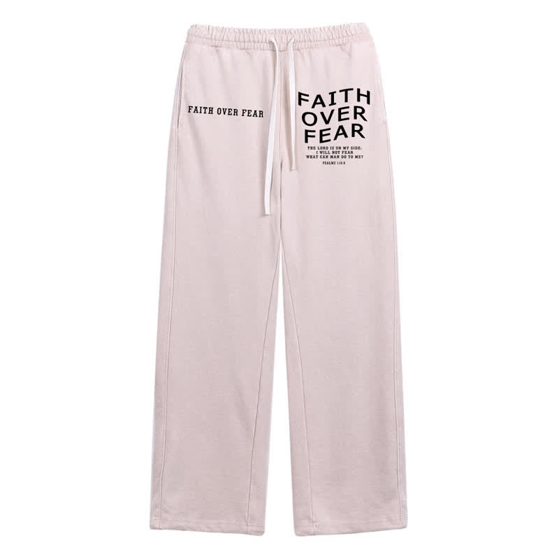 Christianartworkshop Faith Over Fear Statement Washed Sweatpants - Beige - 2XL - image 32