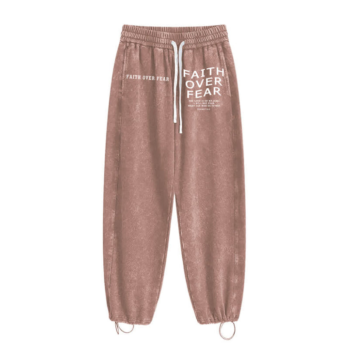 Christianartworkshop Faith Over Fear Statement Washed Sweatpants - image 2