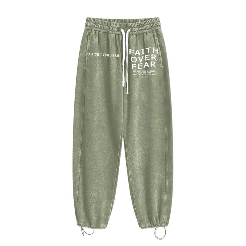 Christianartworkshop Faith Over Fear Statement Washed Sweatpants - image 26