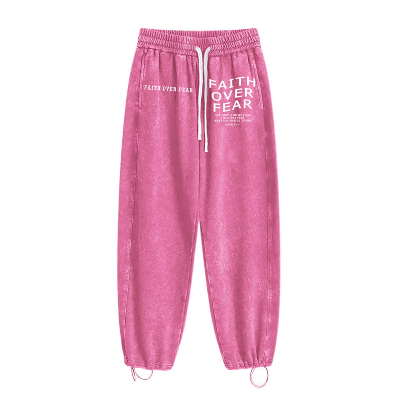 Christianartworkshop Faith Over Fear Statement Washed Sweatpants - image 42
