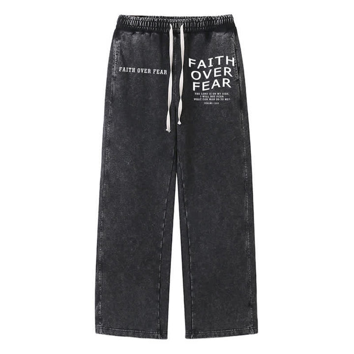 Christianartworkshop Faith Over Fear Statement Washed Sweatpants - Black - 2XL - image 8