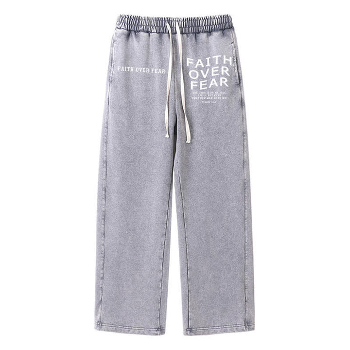 Christianartworkshop Faith Over Fear Statement Washed Sweatpants - Grey - 2XL - image 16