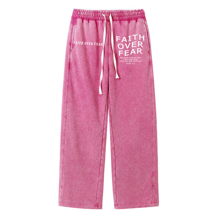Christianartworkshop Faith Over Fear Statement Washed Sweatpants - Rose - 2XL - image 40