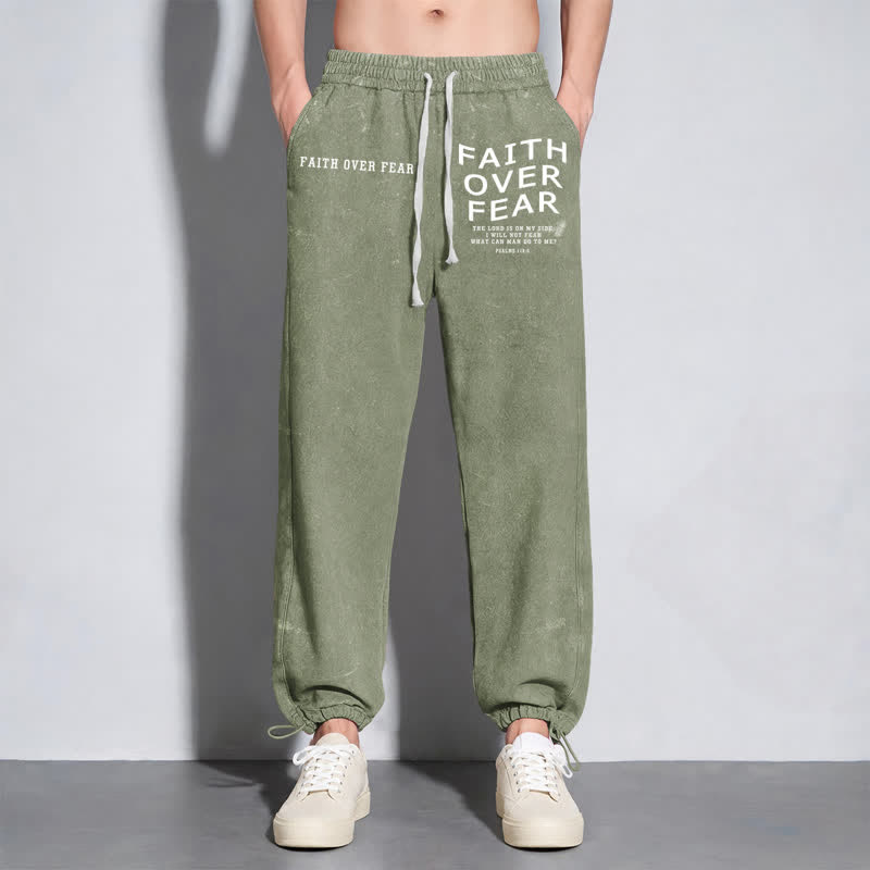 Christianartworkshop Faith Over Fear Statement Washed Sweatpants - image 30