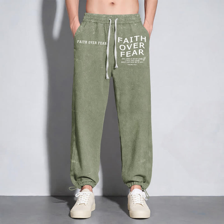 Christianartworkshop Faith Over Fear Statement Washed Sweatpants - image 30