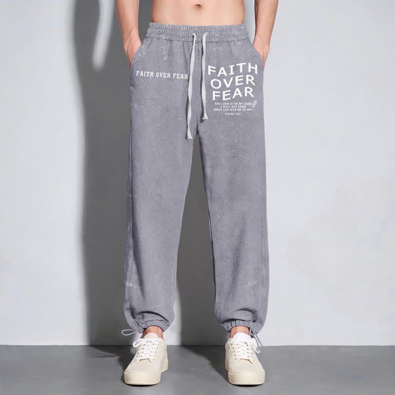 Christianartworkshop Faith Over Fear Statement Washed Sweatpants - image 22