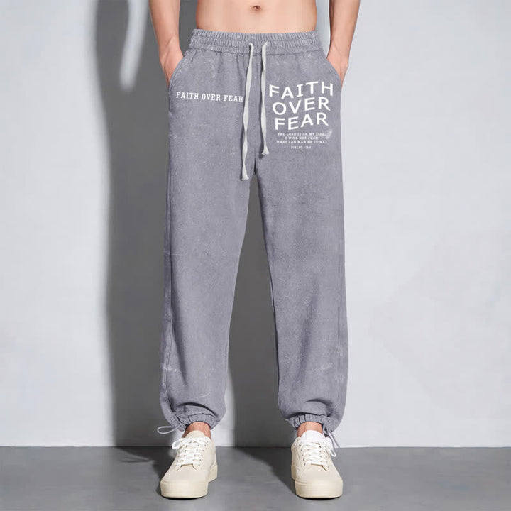 Christianartworkshop Faith Over Fear Statement Washed Sweatpants - image 22