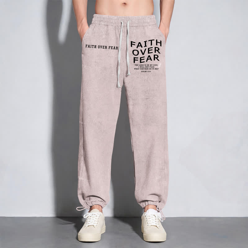 Christianartworkshop Faith Over Fear Statement Washed Sweatpants - image 38