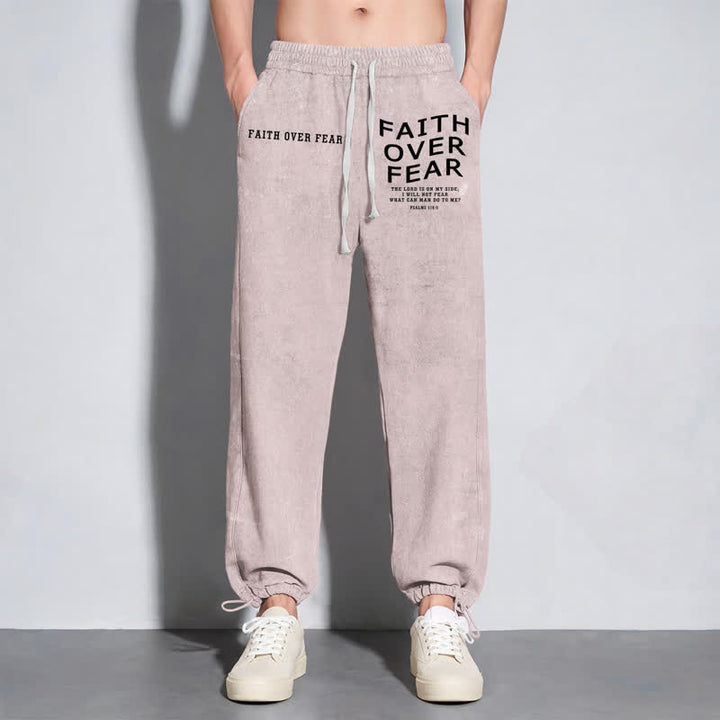 Christianartworkshop Faith Over Fear Statement Washed Sweatpants - image 38