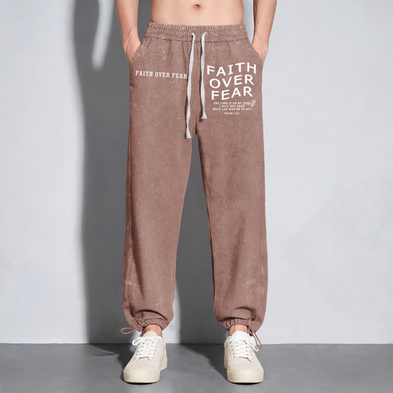 Christianartworkshop Faith Over Fear Statement Washed Sweatpants - image 6