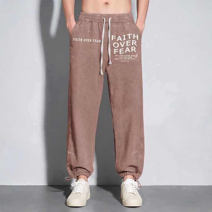 Christianartworkshop Faith Over Fear Statement Washed Sweatpants - image 6