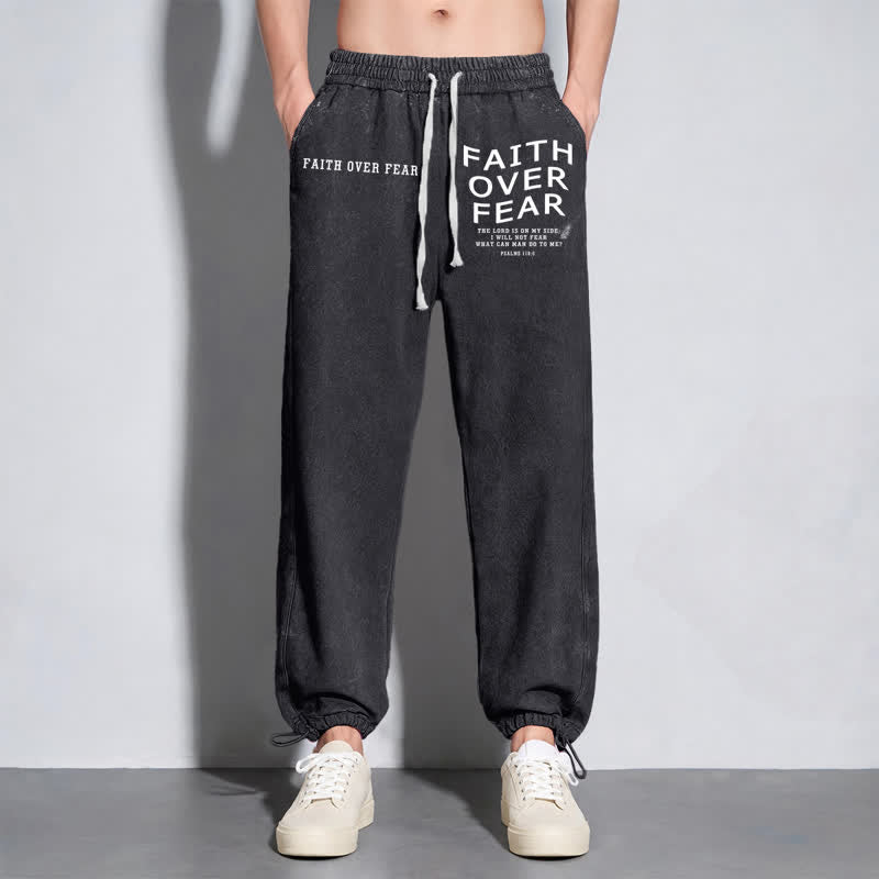 Christianartworkshop Faith Over Fear Statement Washed Sweatpants - image 14