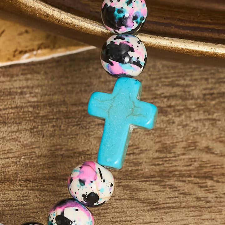 Christianartworkshop Inspirational Psalm 46:5 Cross Bracelet with Colorful Crackle Beads - image 8