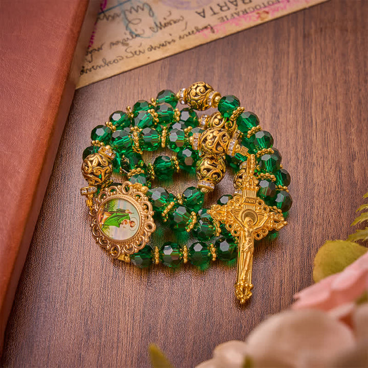 FREE Today: Emerald Green Faceted Bead St.Jude Rosary: Emblem of Gentle Heavenly Grace - image 3