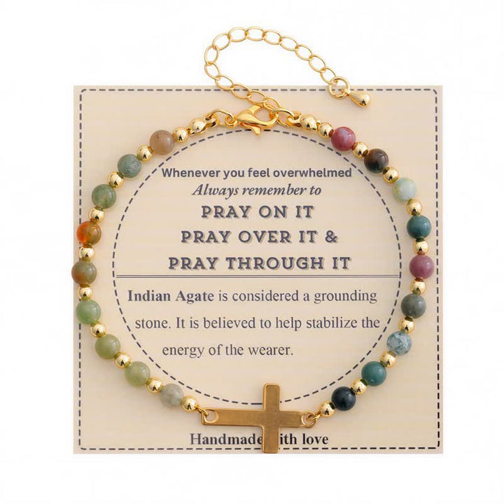 Christianartworkshop Adjustable Crystal Agate Cross Bracelet: Sign of Gentle Celestial Shelter - Agate - image 8