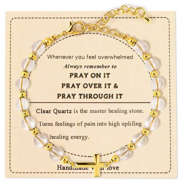 Christianartworkshop Adjustable Crystal Agate Cross Bracelet: Sign of Gentle Celestial Shelter - Quartz - image 5