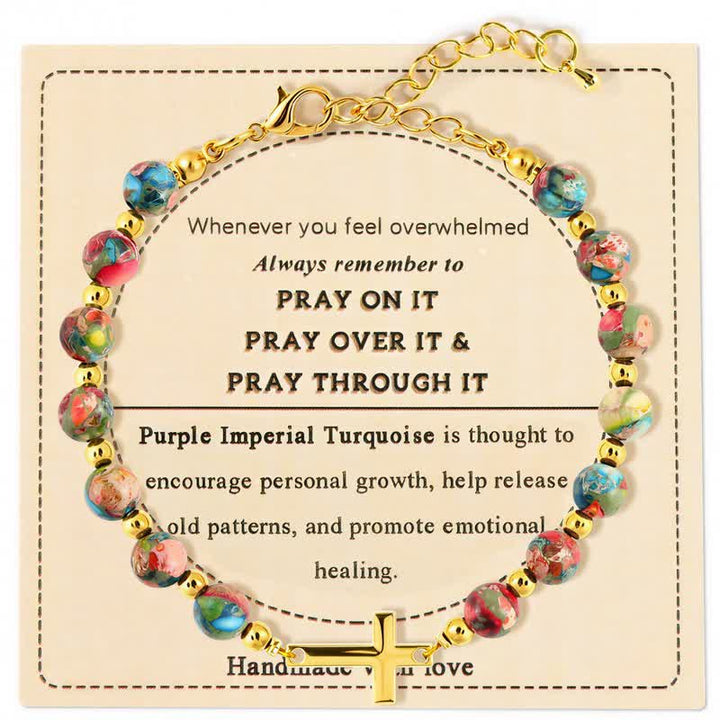 Christianartworkshop Adjustable Crystal Agate Cross Bracelet: Sign of Gentle Celestial Shelter - Ametrine - image 4
