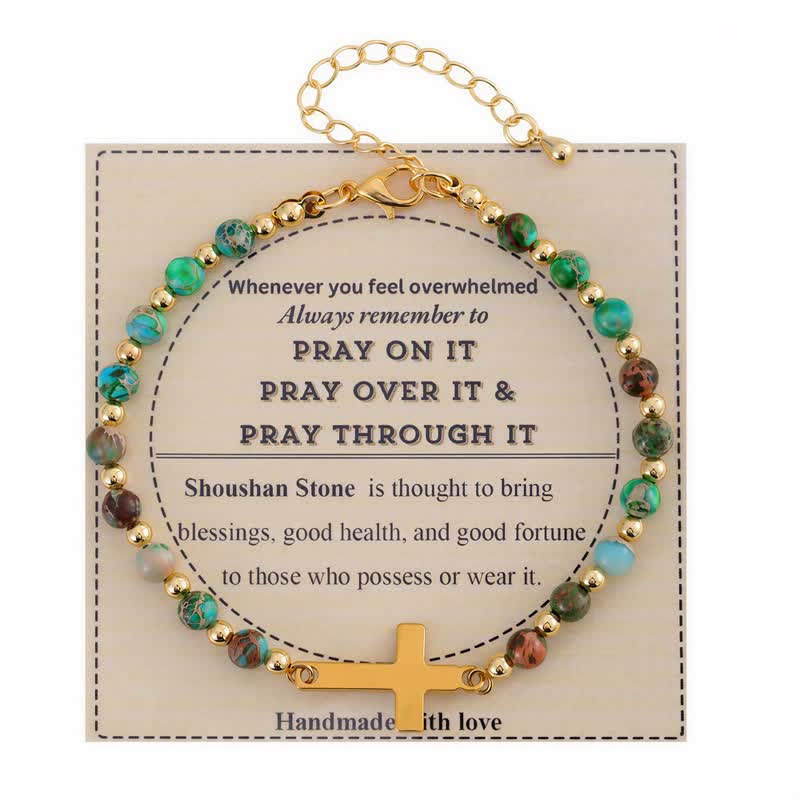 Christianartworkshop Adjustable Crystal Agate Cross Bracelet: Sign of Gentle Celestial Shelter - Shoushan Stone - image 10
