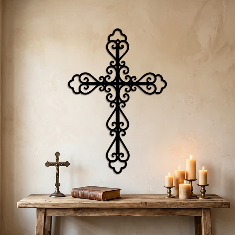Christianartworkshop Ornate Scroll Metal Wall Cross: Emblem of Timeless Divine Blessing - image 3
