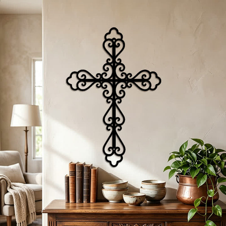Christianartworkshop Ornate Scroll Metal Wall Cross: Emblem of Timeless Divine Blessing - image 2