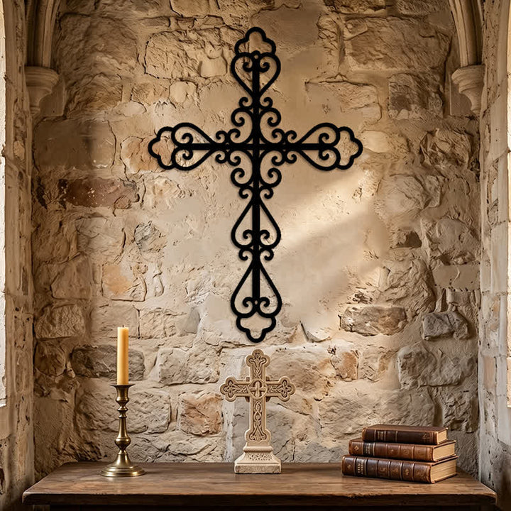 Christianartworkshop Ornate Scroll Metal Wall Cross: Emblem of Timeless Divine Blessing - image 5