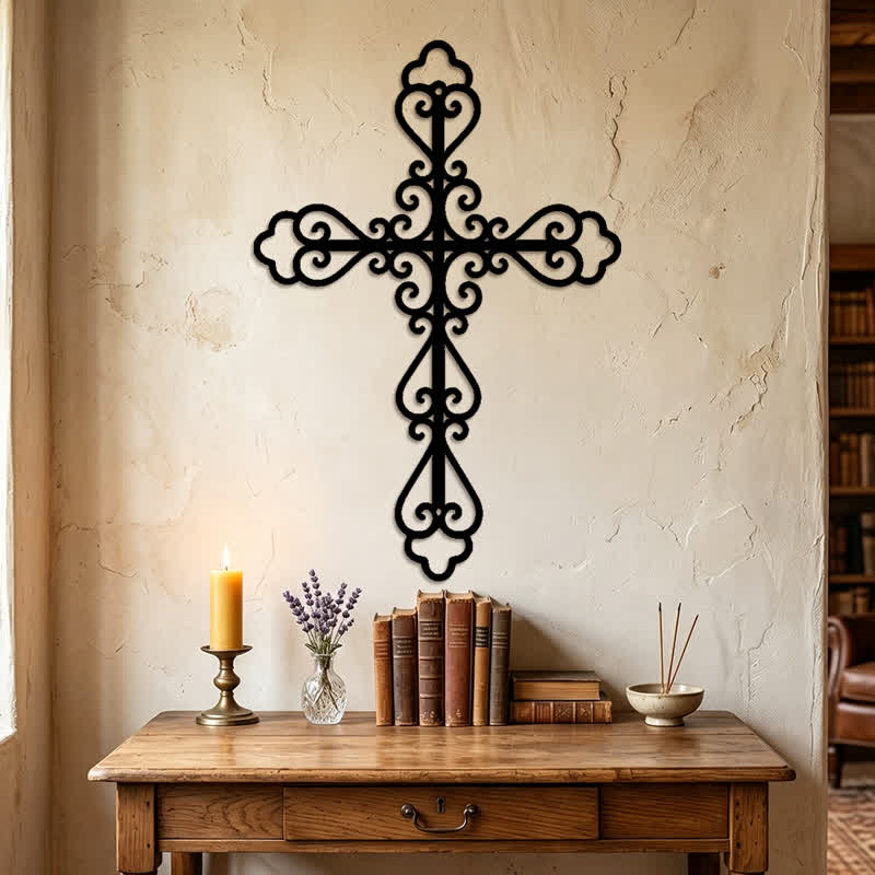 Christianartworkshop Ornate Scroll Metal Wall Cross: Emblem of Timeless Divine Blessing - image 4