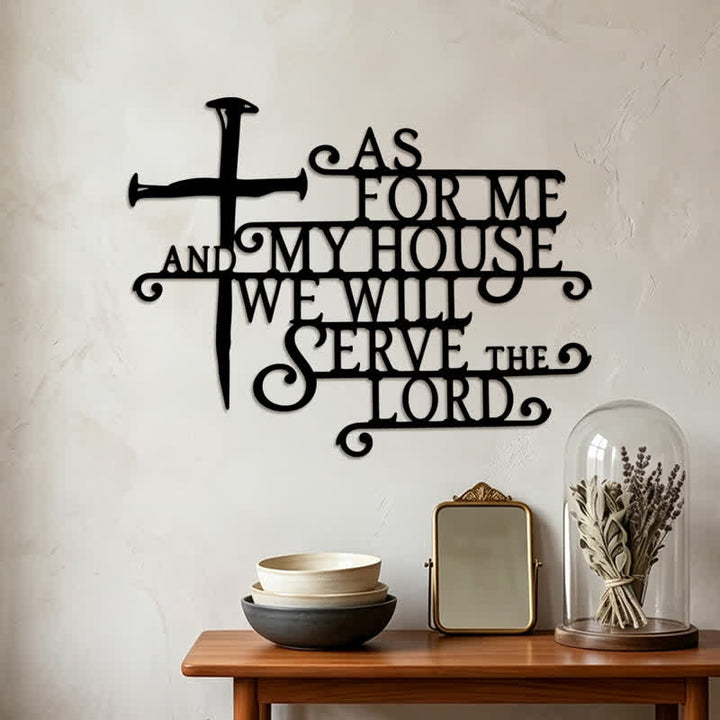 Christianartworkshop Curly Script Metal Cross Wall Sign: Emblem of Quiet Household Faith - image 2