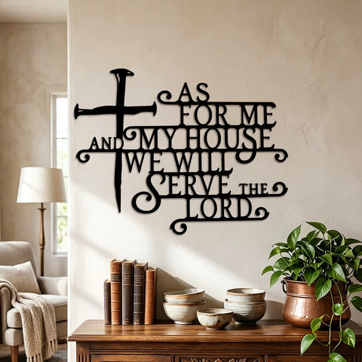 Christianartworkshop Curly Script Metal Cross Wall Sign: Emblem of Quiet Household Faith - image 3