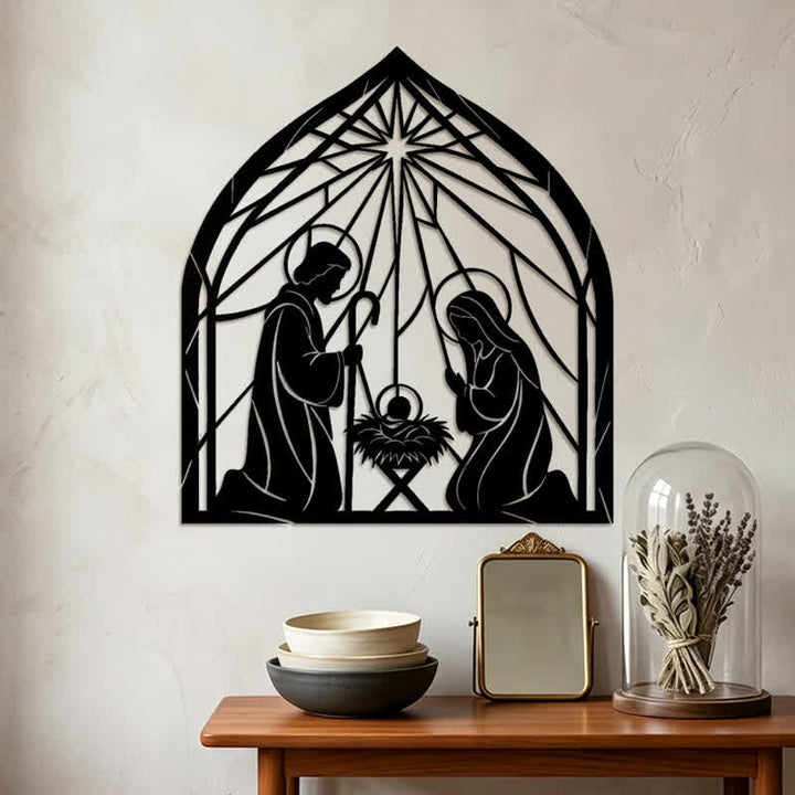 Christianartworkshop Holy Family Nativity Metal Wall Art: Emblem of Gentle Heavenly Peace - image 2