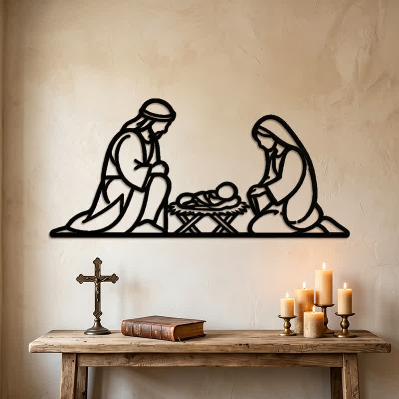Christianartworkshop Outline Holy Nativity Metal Wall Decor: Token of Peaceful Divine Arrival - image 1