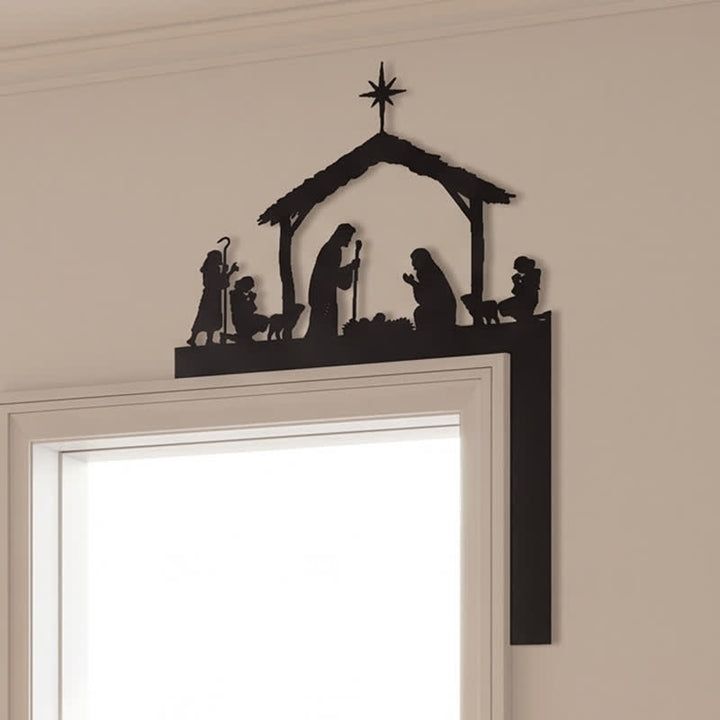 Christianartworkshop Silhouette Holy Family Manger Metal Sign: Symbol of Warm Sacred Grace - image 1