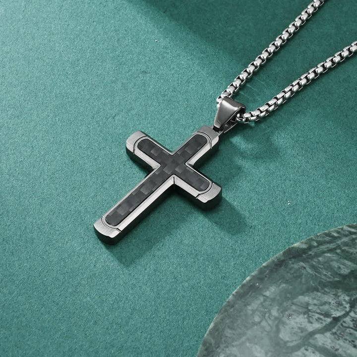 Christianartworkshop Minimalist Polished Cross Chain Necklace: Token of Peaceful Divine Comfort - Grey - image 2