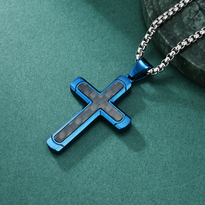 Christianartworkshop Minimalist Polished Cross Chain Necklace: Token of Peaceful Divine Comfort - Blue - image 3