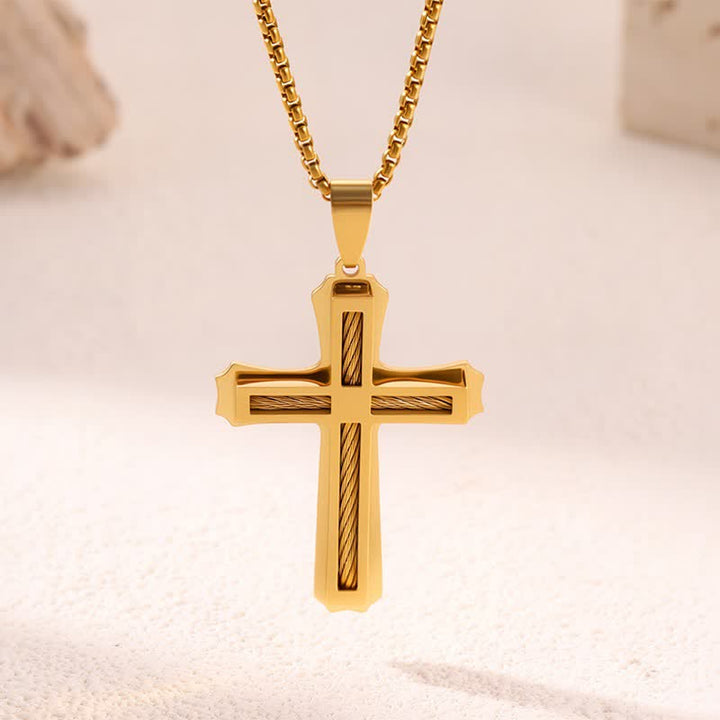 Christianartworkshop Natural Wood Inset Stainless Steel Cross Necklace: Sign of Gentle Celestial Shelter - H - image 7