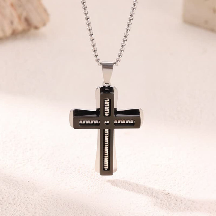 Christianartworkshop Natural Wood Inset Stainless Steel Cross Necklace: Sign of Gentle Celestial Shelter - E - image 4