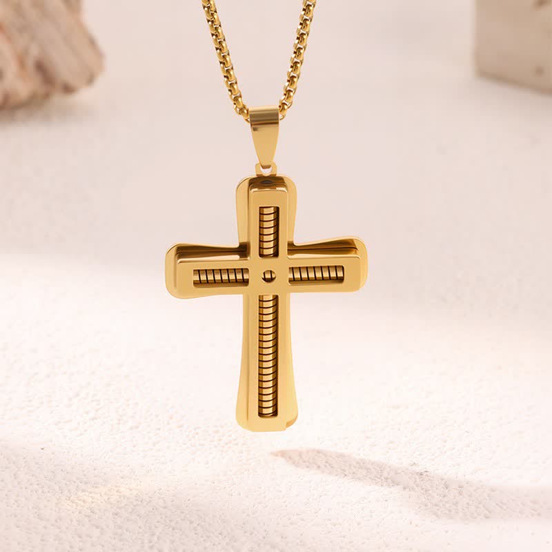 Christianartworkshop Natural Wood Inset Stainless Steel Cross Necklace: Sign of Gentle Celestial Shelter - C - image 2