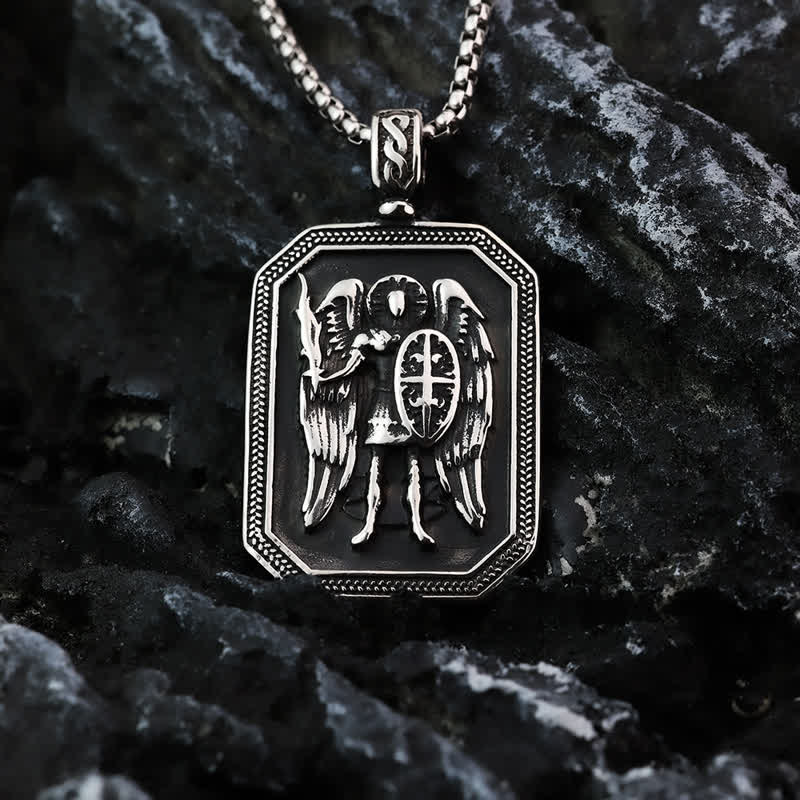 Christianartworkshop Deep Engraved Archangel St.Michael Box Chain Necklace: Token of Divine Safeguard - image 2