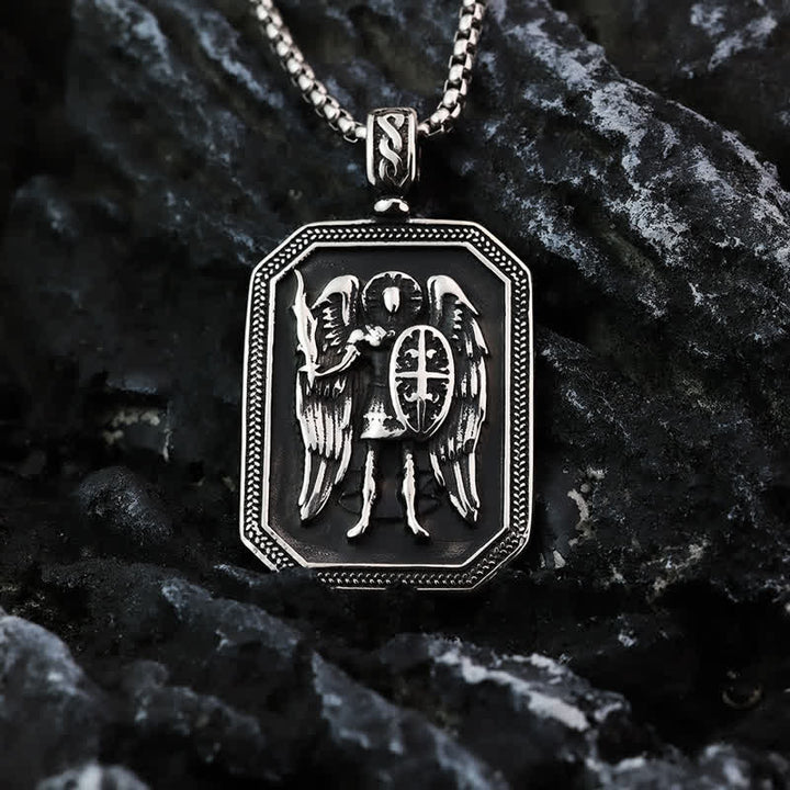Christianartworkshop Deep Engraved Archangel St.Michael Box Chain Necklace: Token of Divine Safeguard - image 2
