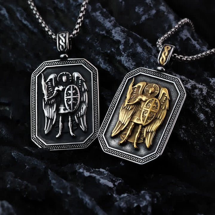 Christianartworkshop Deep Engraved Archangel St.Michael Box Chain Necklace: Token of Divine Safeguard - image 0